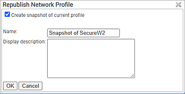 Screenshot of SecureW2, Republish Network Profile page